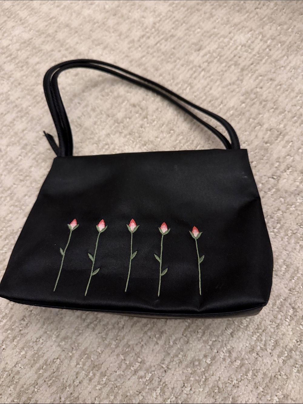 Black Floral Embroidered Evening Bag